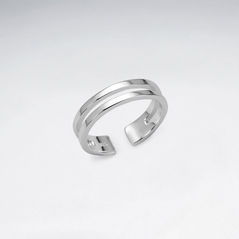 Sterling Silver Double Band Open Ring