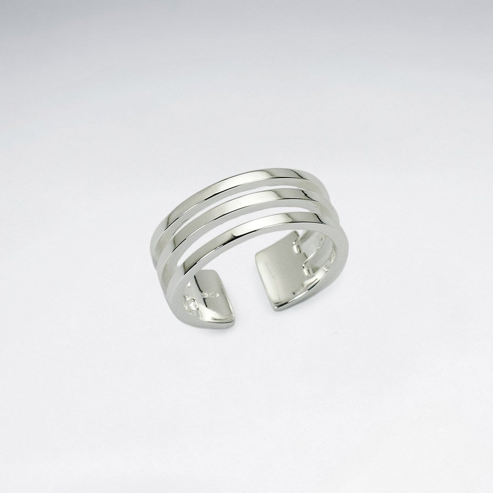 Sterling Silver Triple Band Open Ring