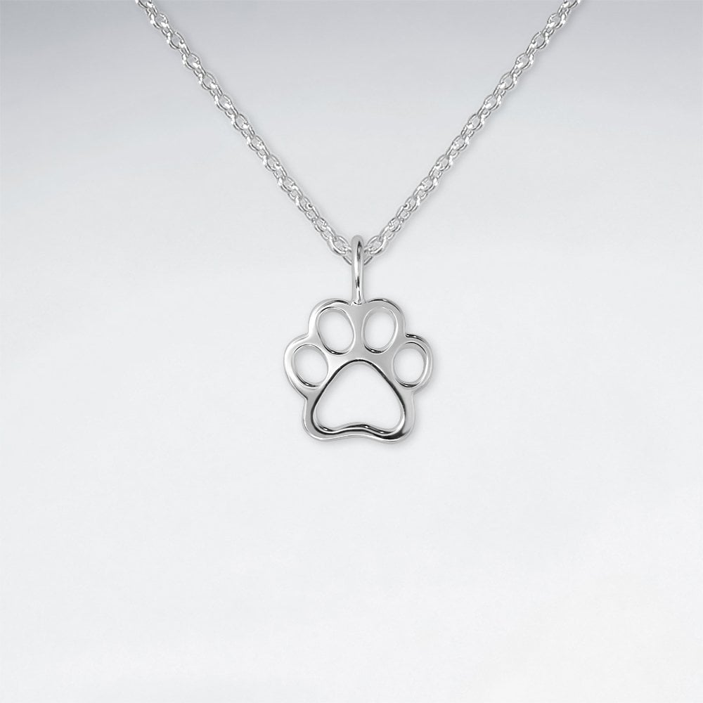 Sterling Silver Openwork Paw Print Pendant