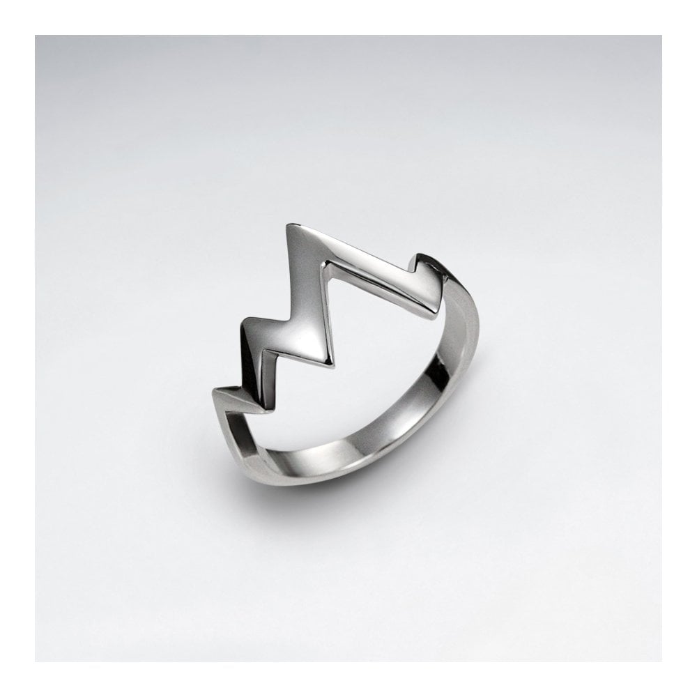 Sterling Silver Heart Beat Wave Ring