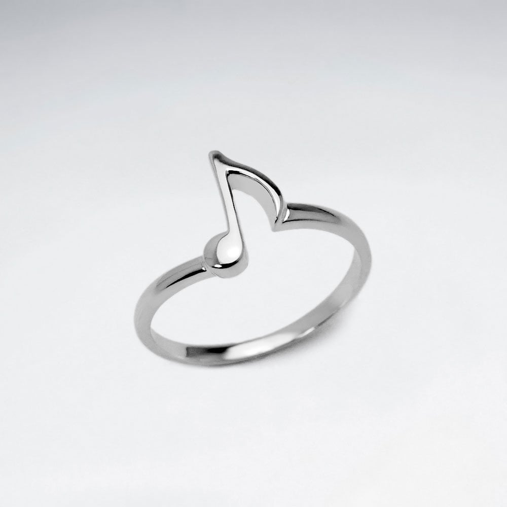 925 Sterling Silver Eighth Note Ring