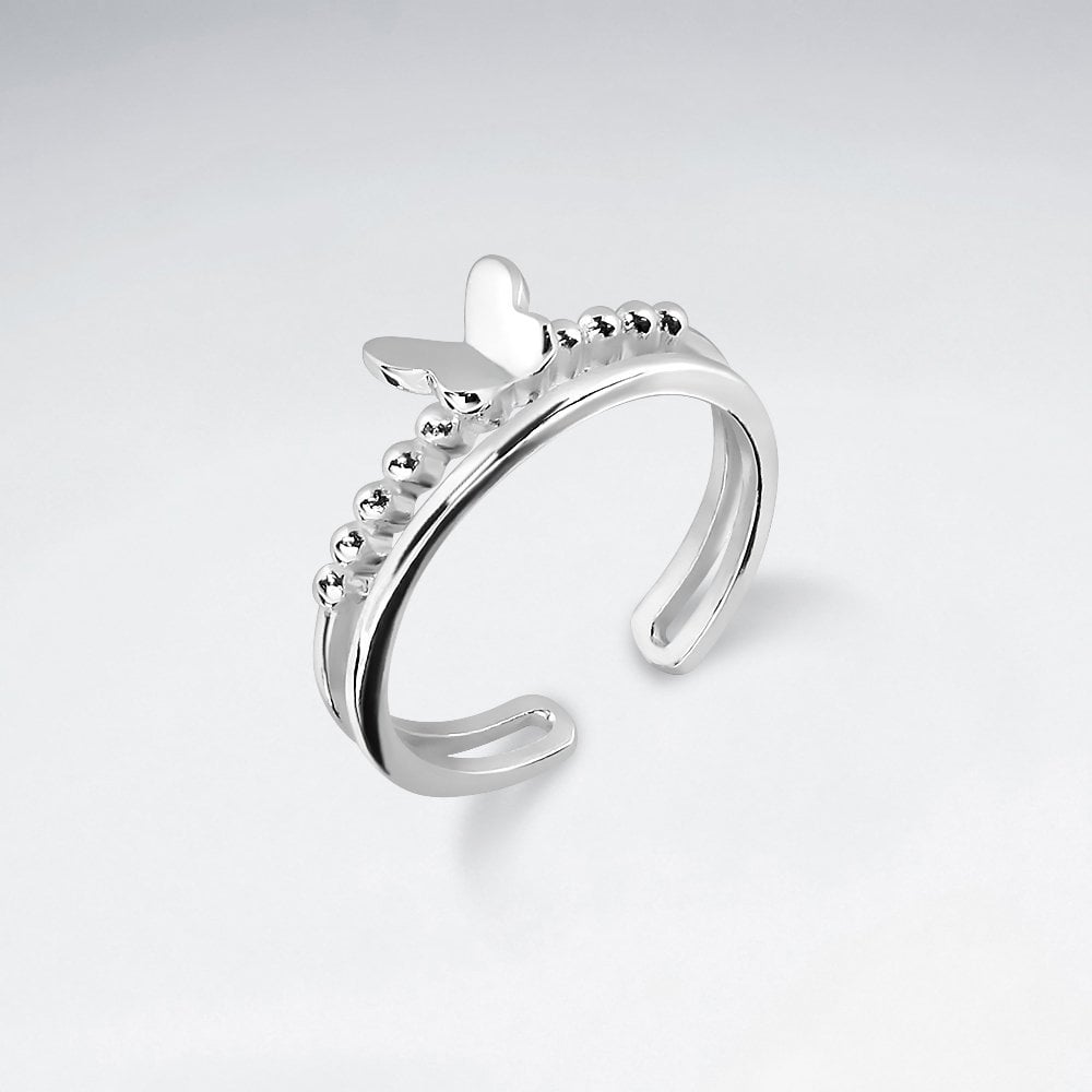 Sterling Silver Ball and Butterfly Ring