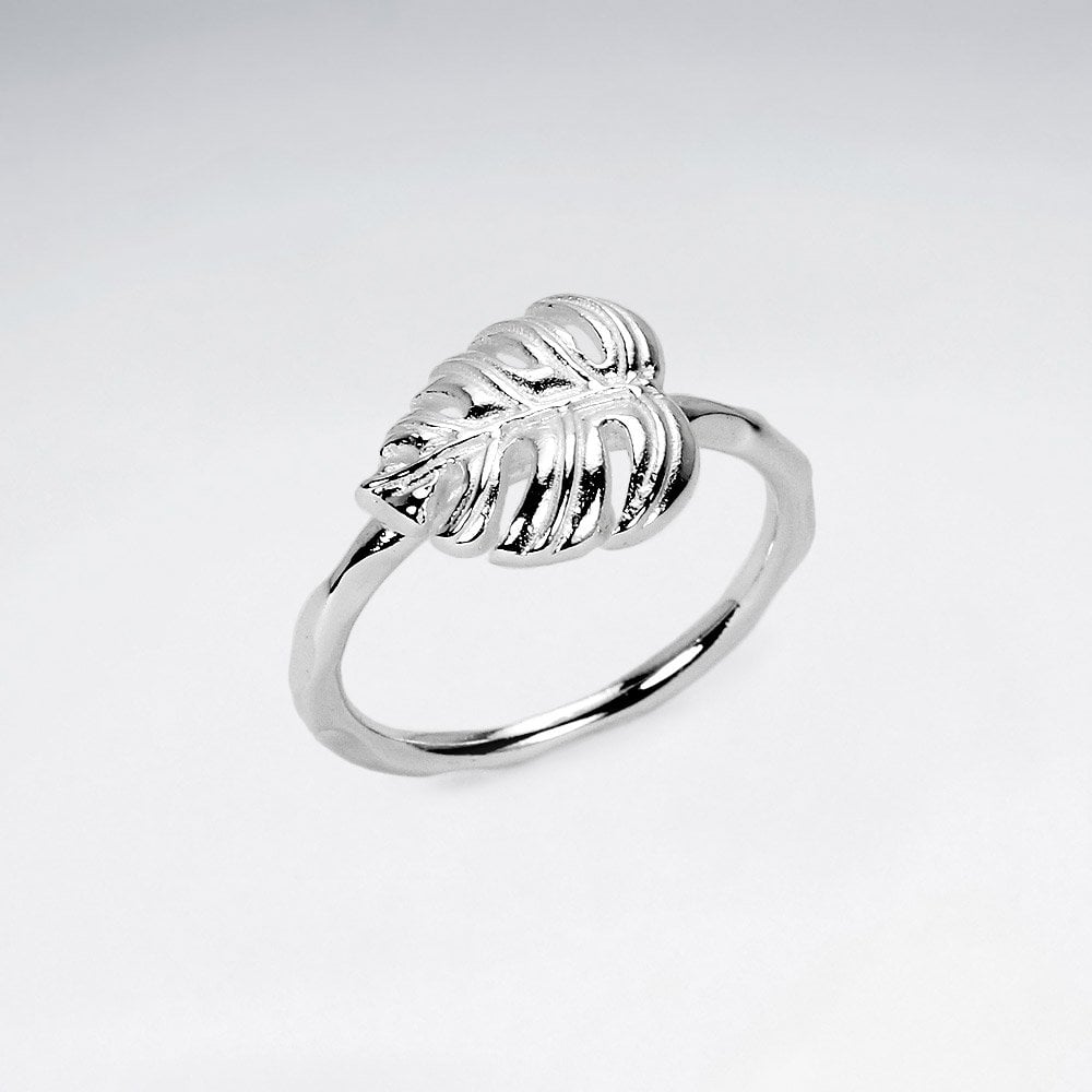 Sterling Silver Nature Tropical Palm Leaf Ring