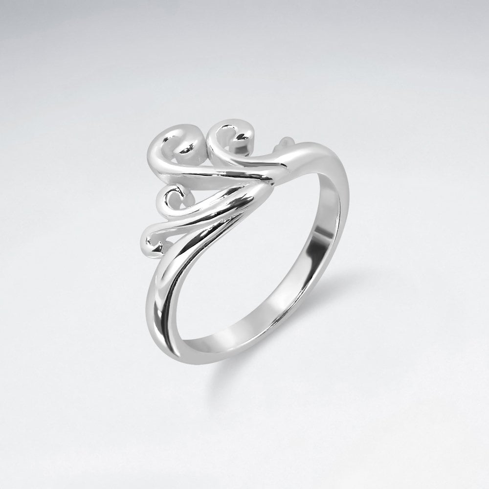 Sterling Silver Scroll Wave Ring