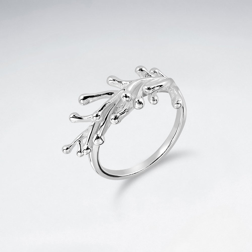 Sterling Silver Coral Branch Ring