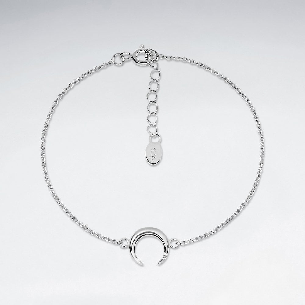 Sterling Silver Crescent Moon Bracelet