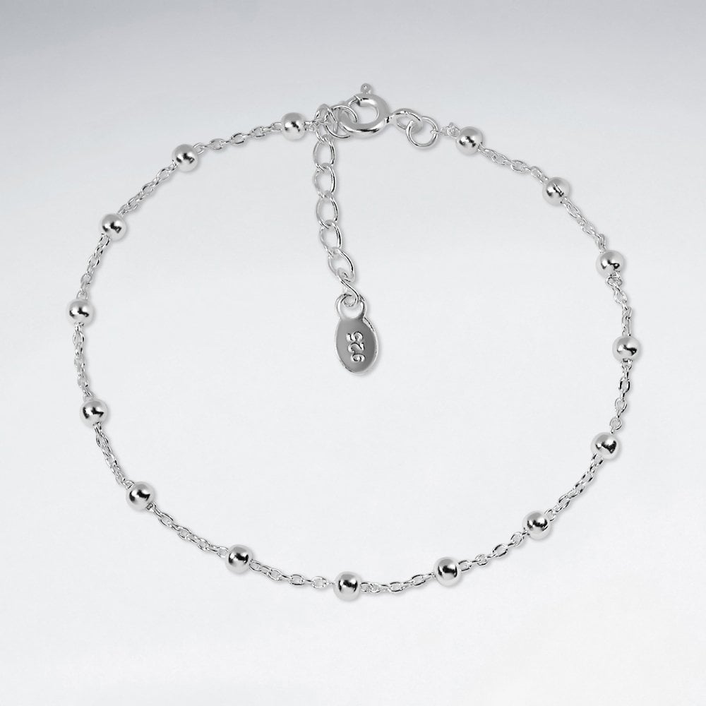 Adjustable Sterling Silver Ball Chain Bracelet