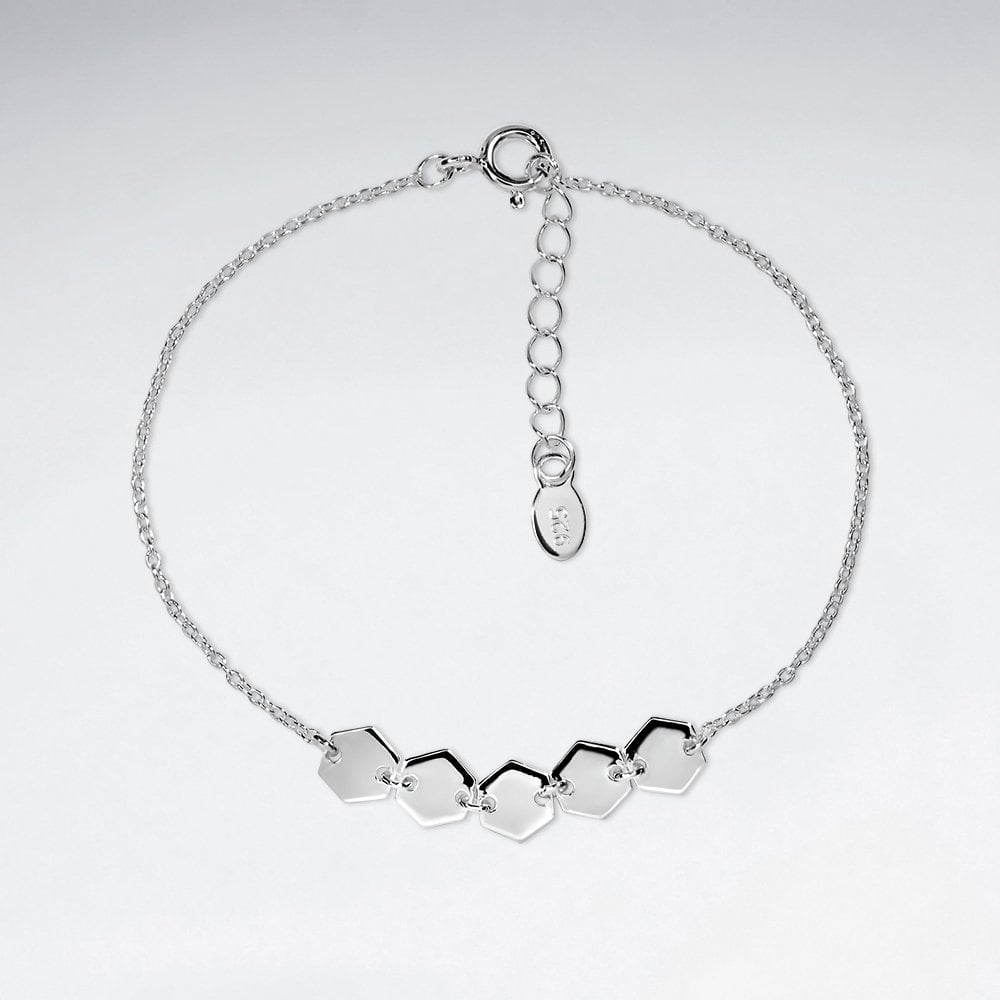 Adjustable Sterling Silver Hexagon Bracelet