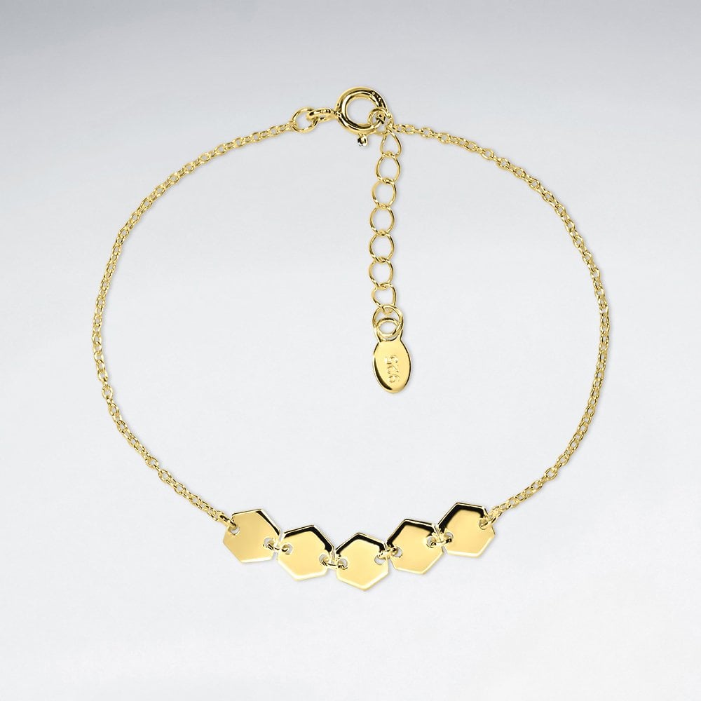 Adjustable Sterling Silver Hexagon Bracelet
