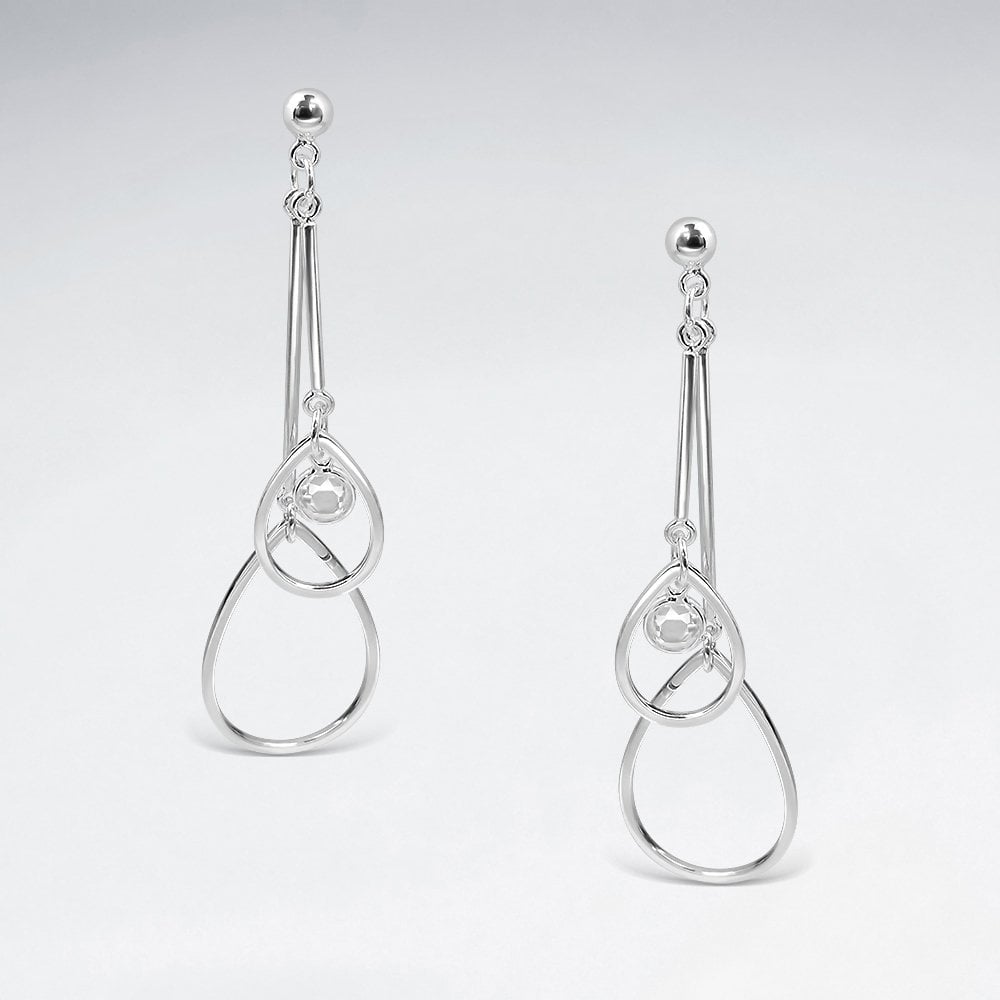 Sterling Silver and CZ Duel Openwork Teardrop Earrings