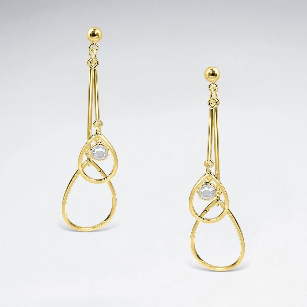 Sterling Silver and CZ Duel Openwork Teardrop Earrings