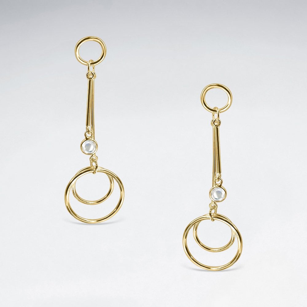 Sterling Silver and CZ Dangle Circle Stud Earrings