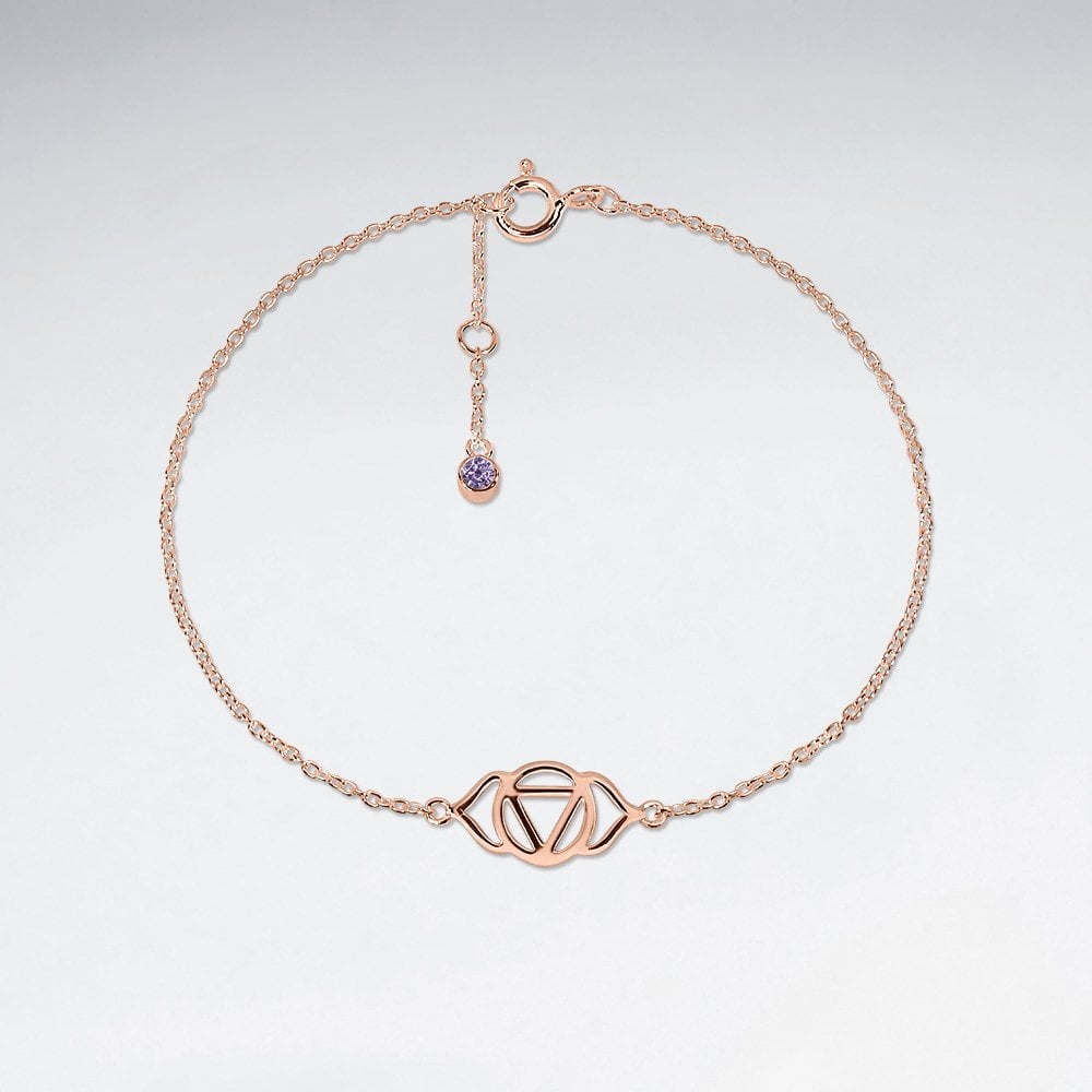 Silver and Amethyst CZ Third Eye Chakra Ajna Bracelet