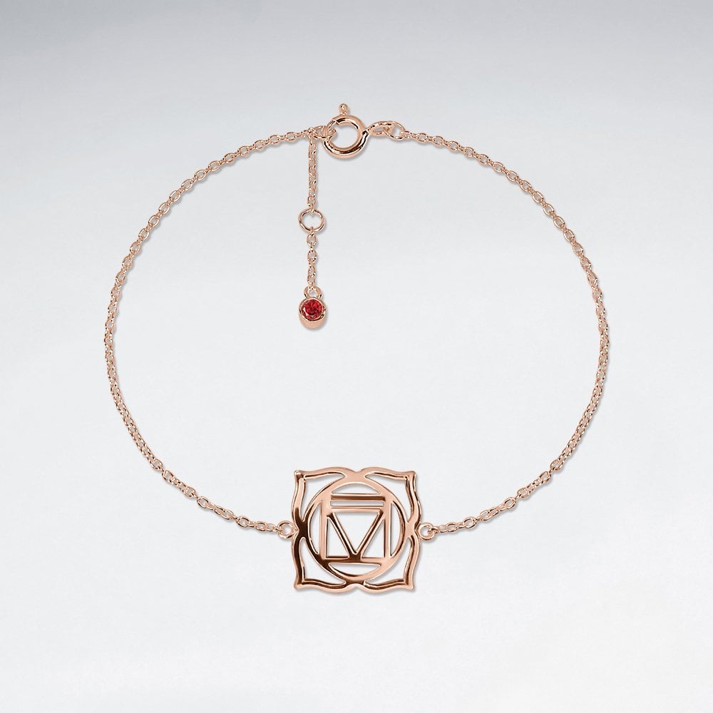 Silver and Garnet CZ Muladhara Root Chakra Bracelet