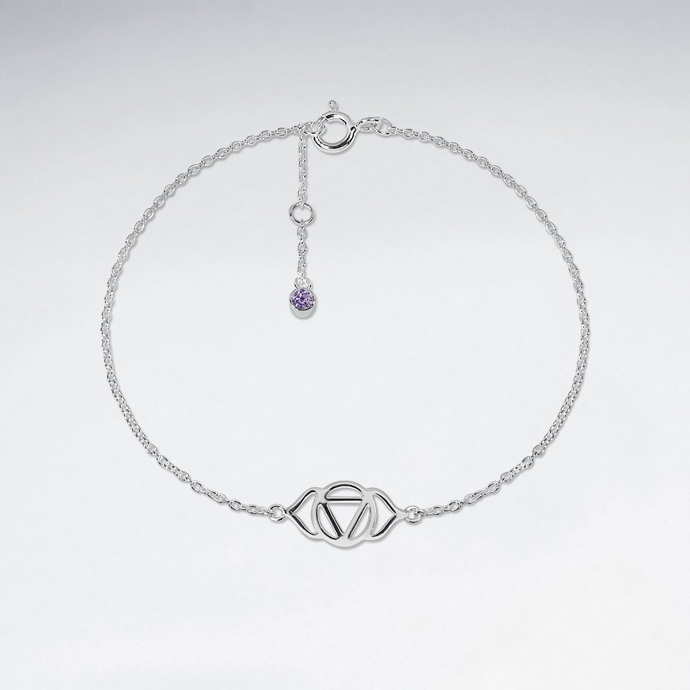 Silver and Amethyst CZ Third Eye Chakra Ajna Bracelet