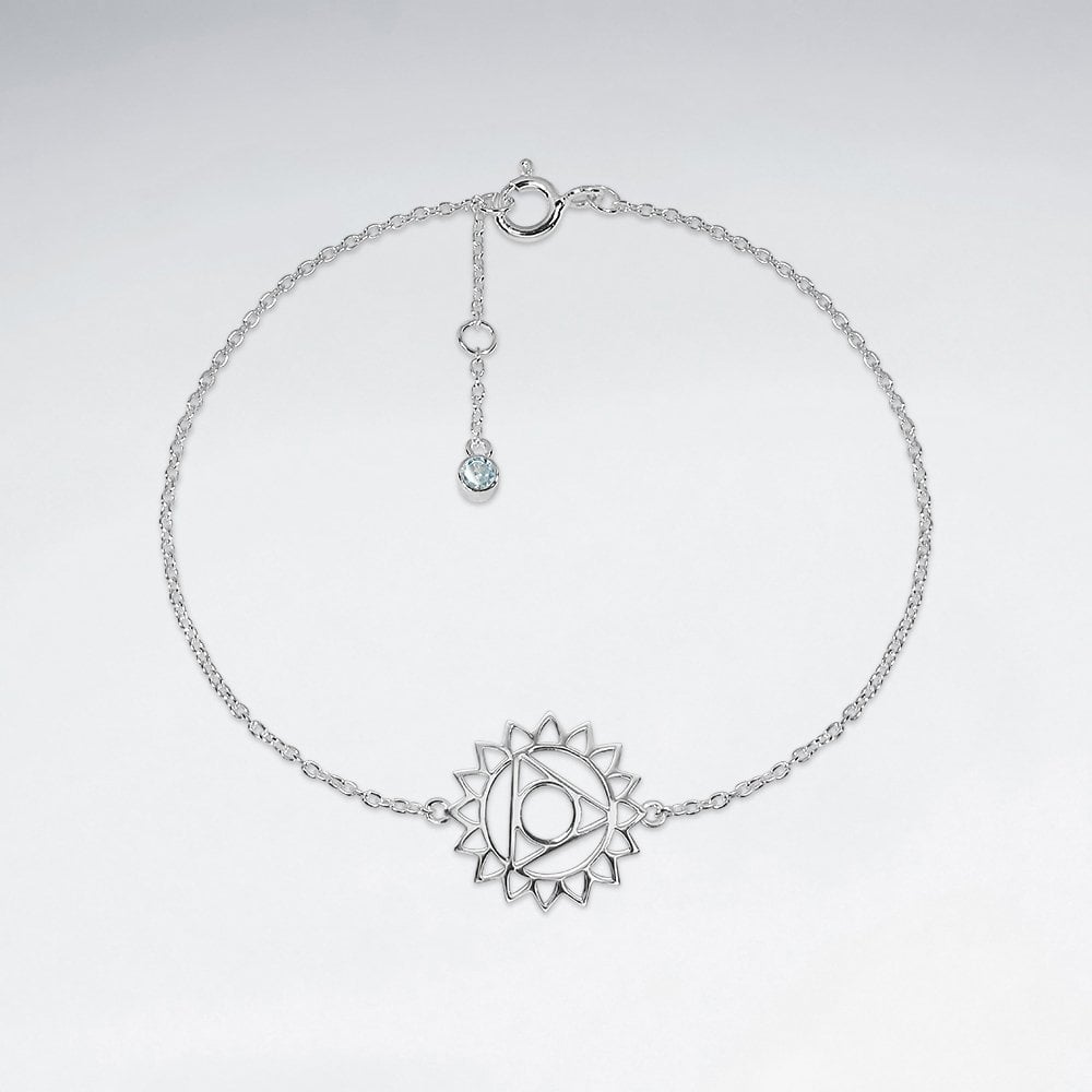 Sterling Silver and CZ Vishuddha Throat Chakra Bracelet