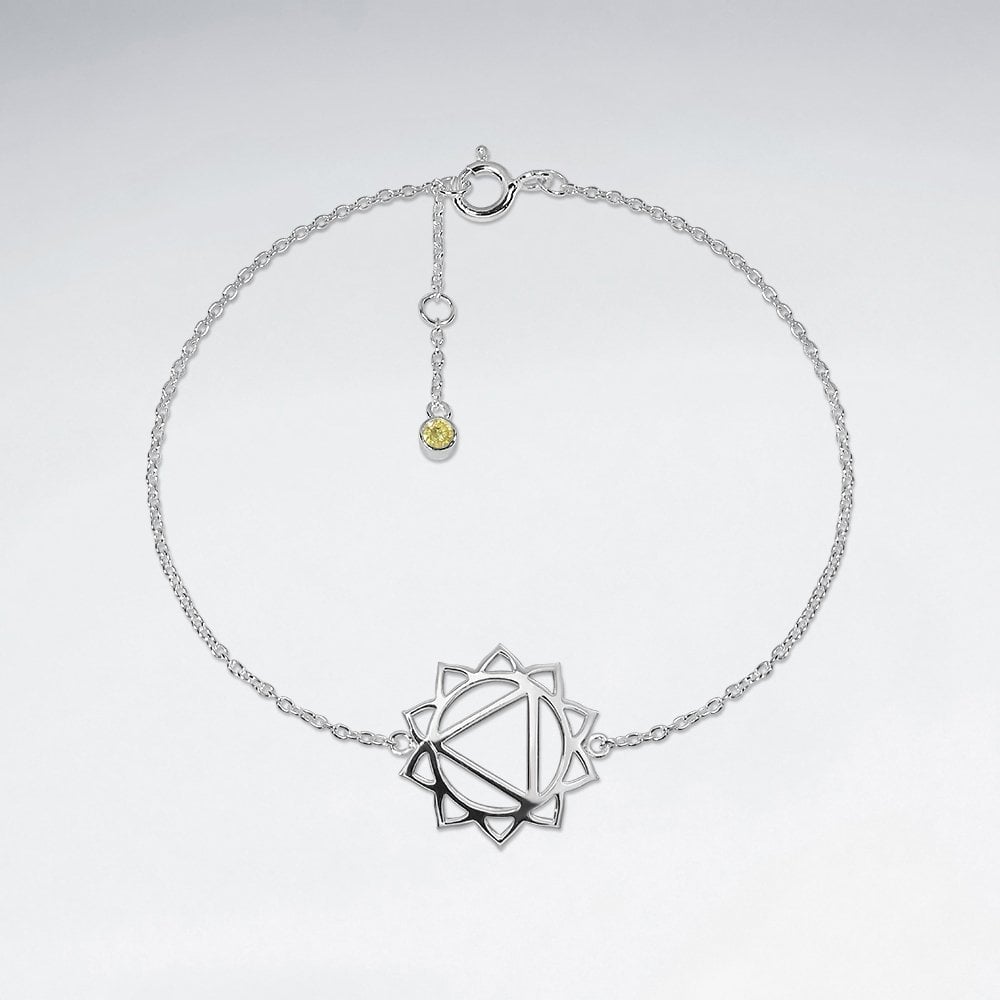 Silver and CZ Manipura Solar Plexus Chakra Bracelet