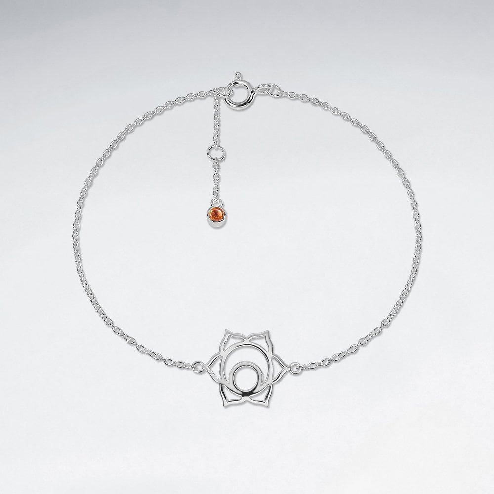Silver and CZ Svadhishthana Sacral Symbol Bracelet