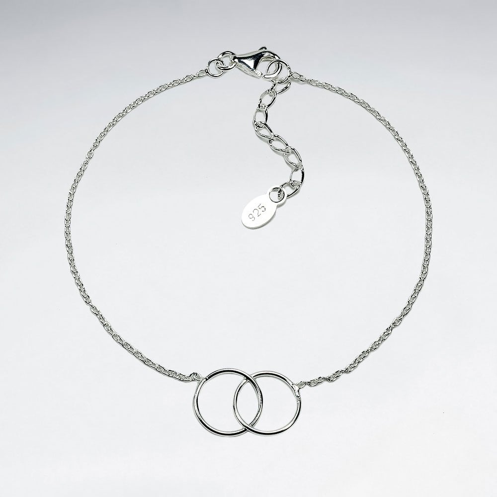 Sterling Silver Circles Interlaced Rings Bracelet