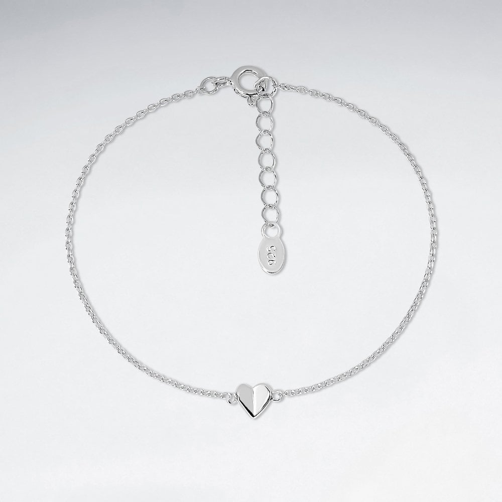 Sterling Silver Heart Adjustable Bracelet