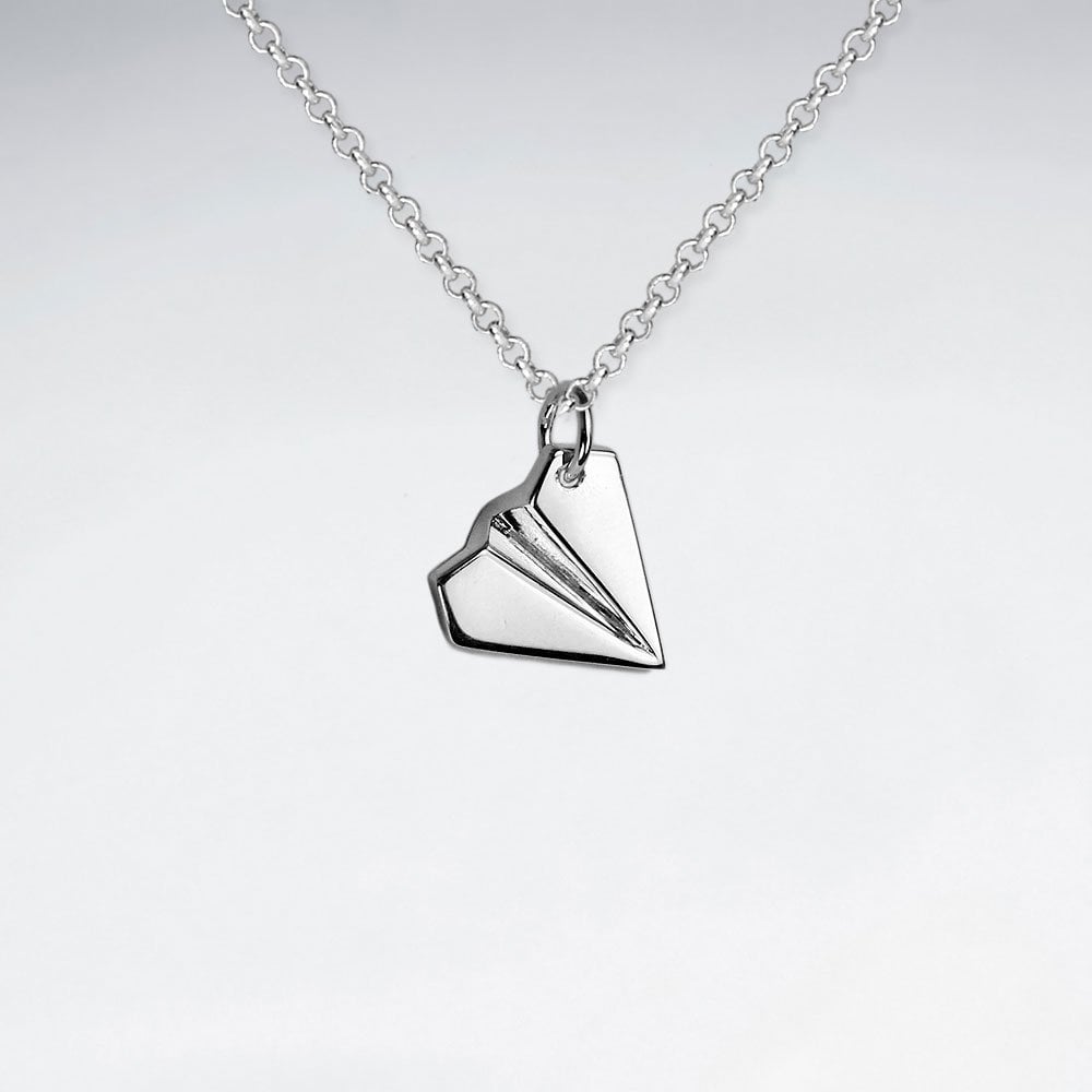 Sterling Silver Origami Paper Airplane Pendant
