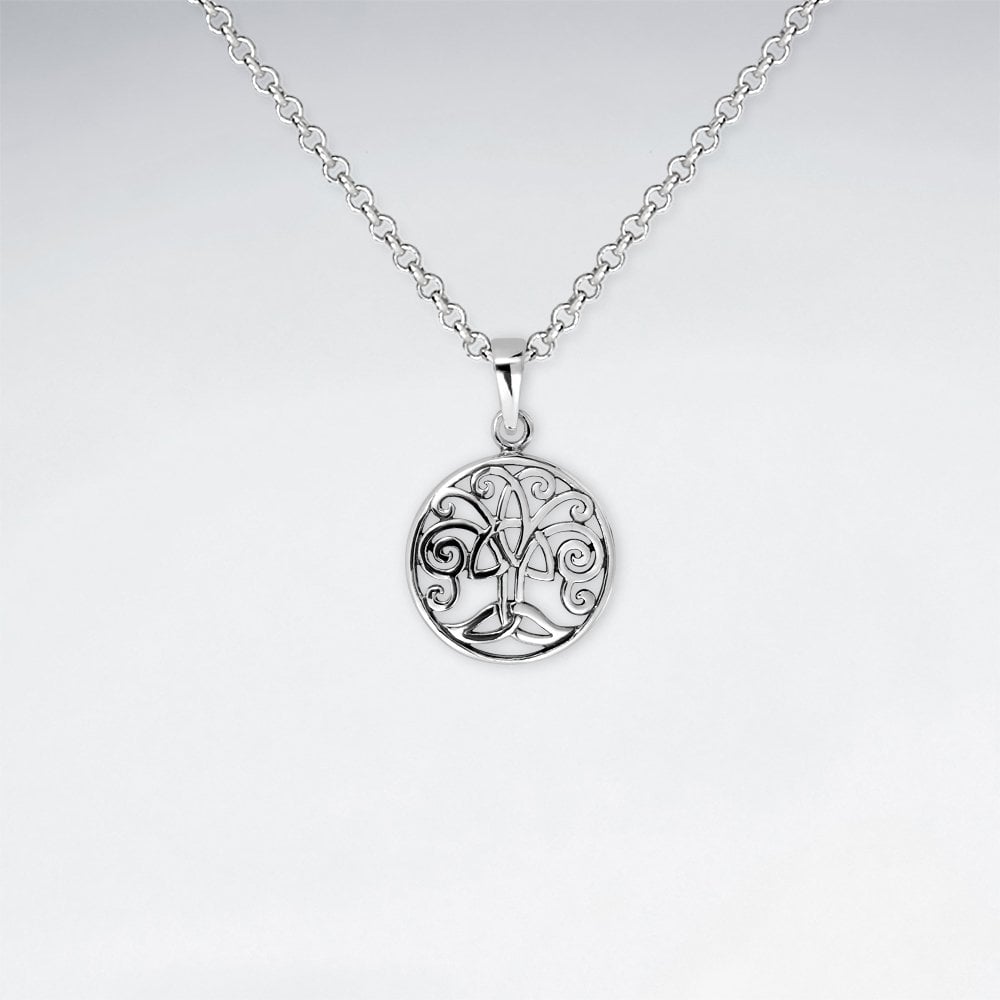 Sterling Silver Circle Tree Of Life Pendant