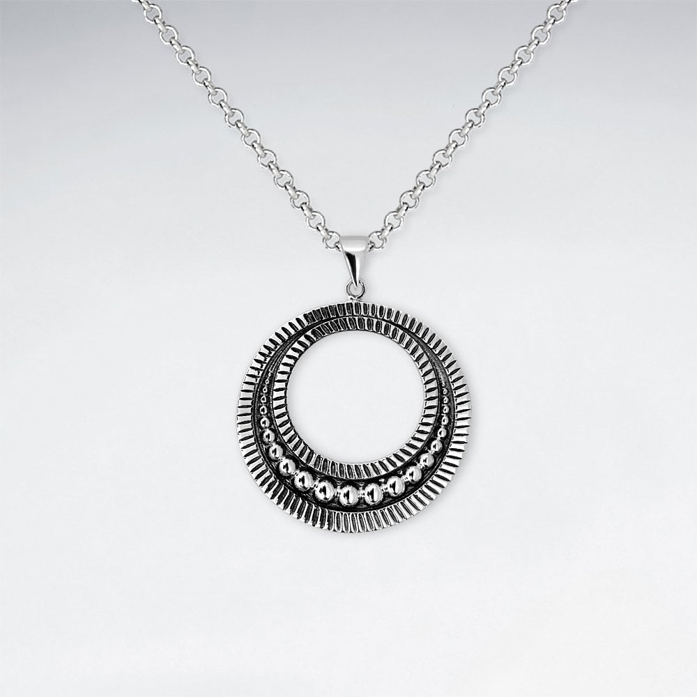 Sterling Silver Bali Style Open Circle Pendant