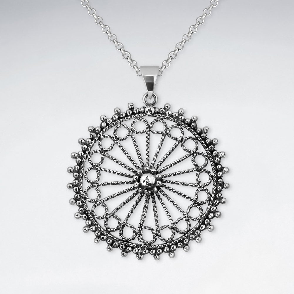 Sterling Silver Open Filigree Bali Style Pendant