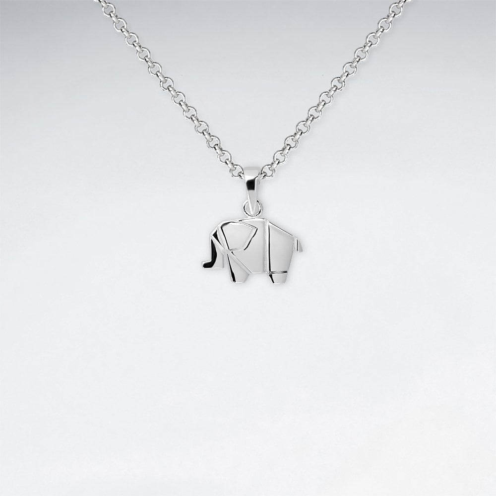 Sterling Silver Origami Elephant Pendant