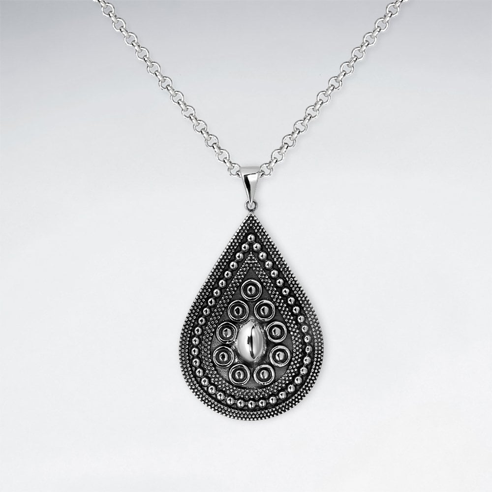 Sterling Silver Bali Style Teardrop Pendant
