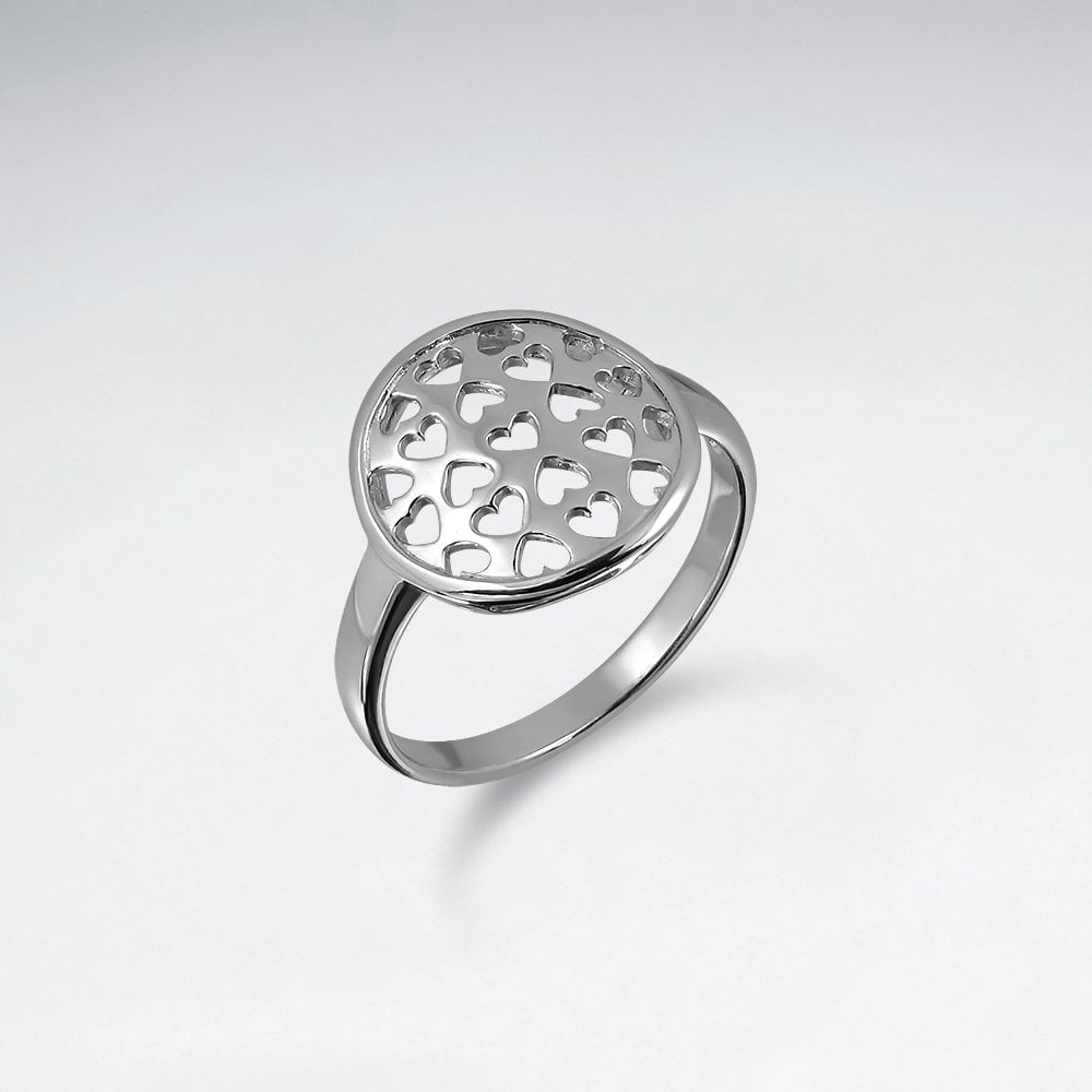 Hearts Dappled Sterling Silver Cutouts Ring