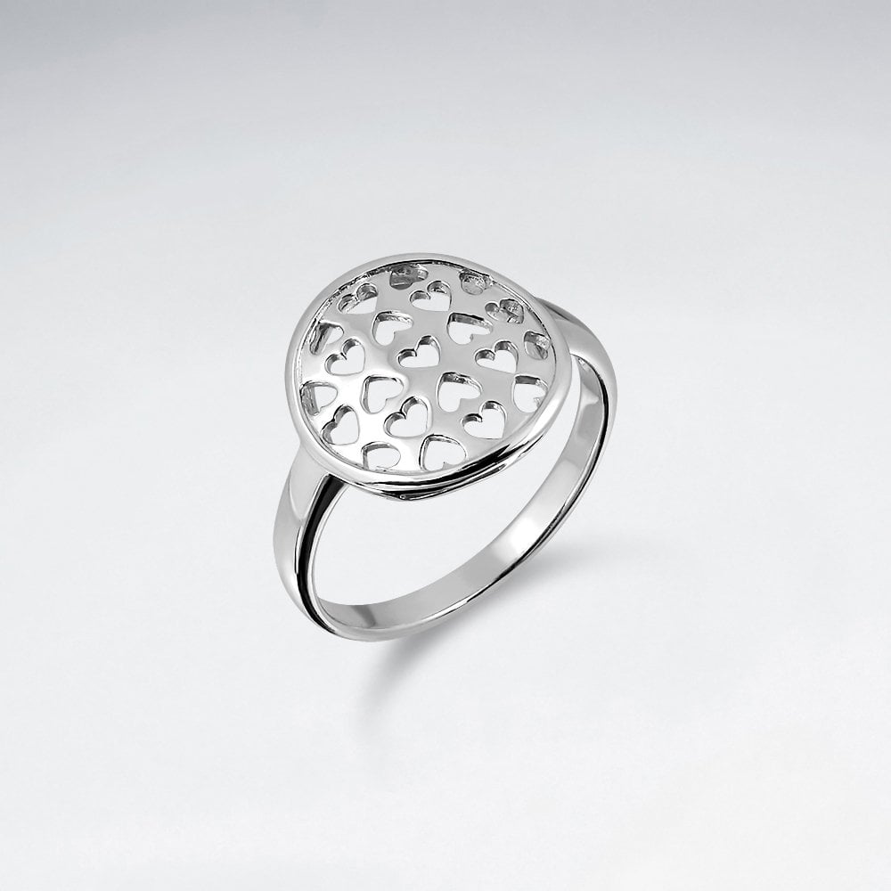 Hearts Dappled Sterling Silver Cutouts Ring