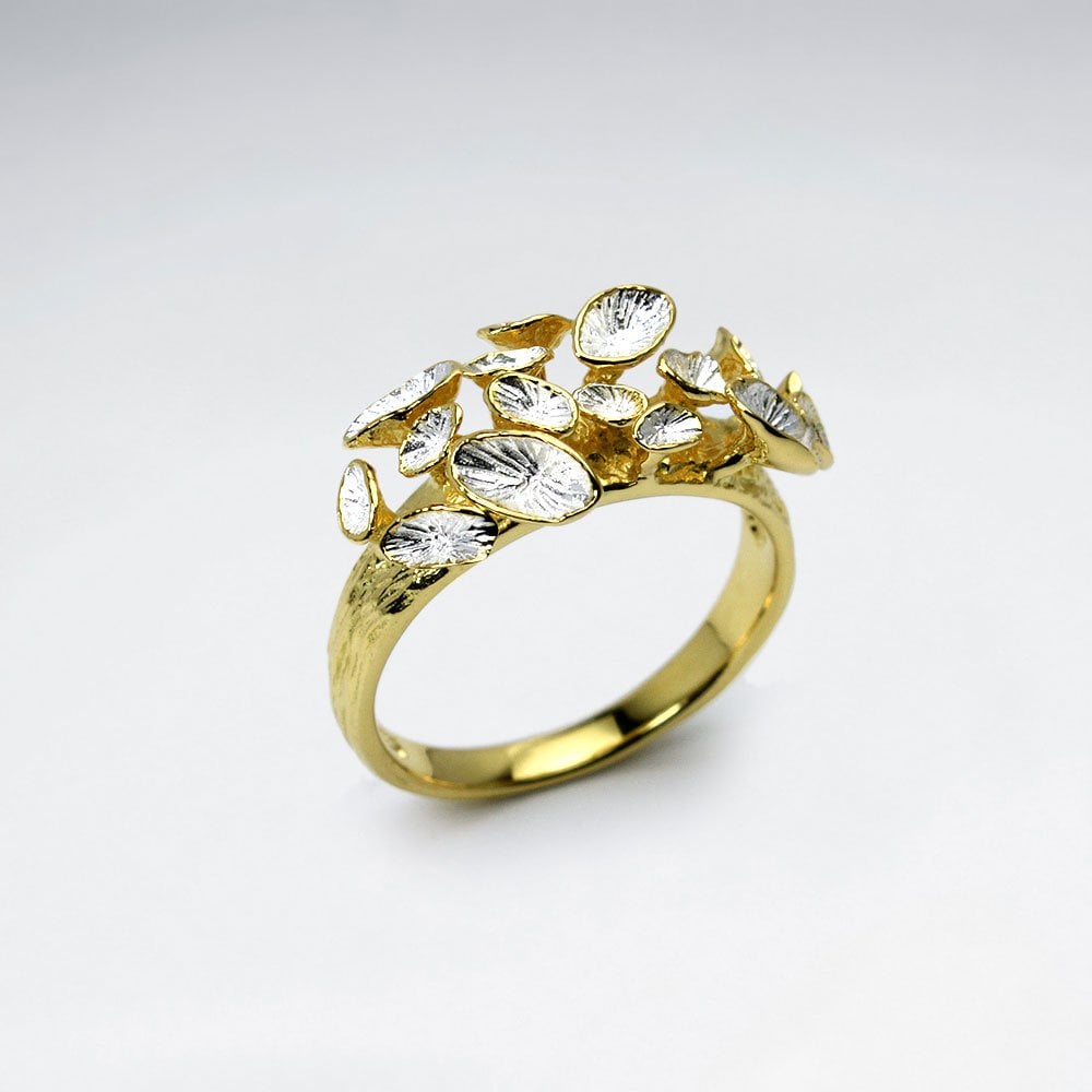 Oxidized Delicate Floral Blossom Stud Ring