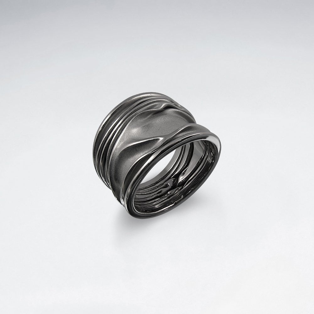 925 Silver Sand Blasted & High Polished Wrinkle Ring