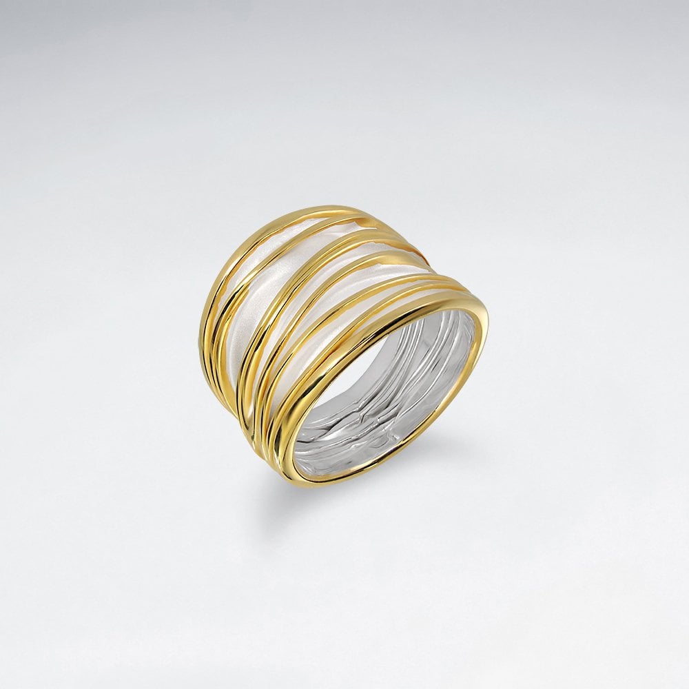 925 Silver Sand Blasted & High Polished Wrinkle Ring