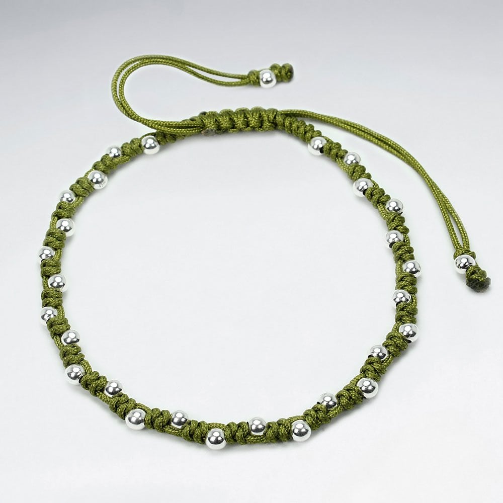 7" Adjustable Nylon Bead Ball Wrap Bracelet
