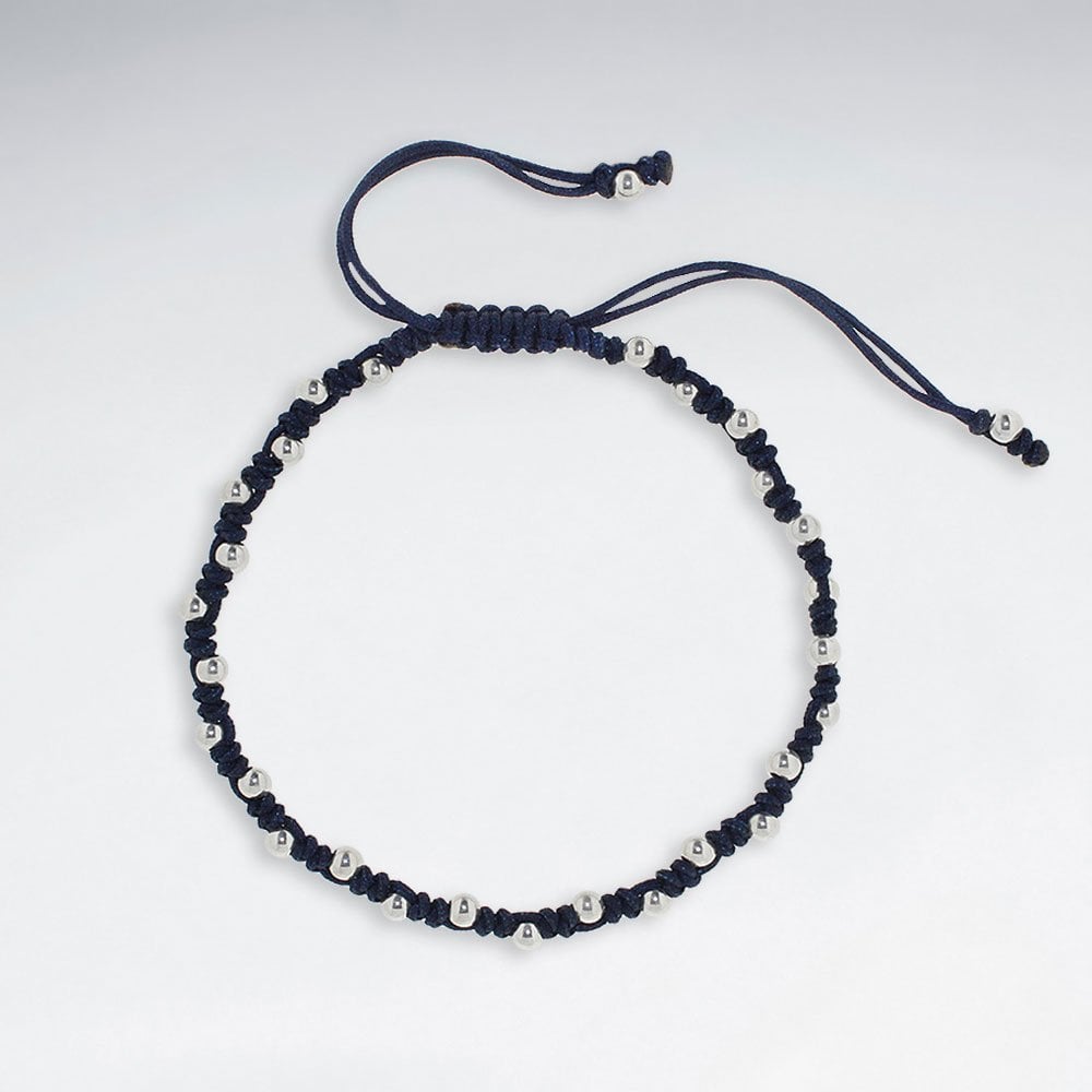 7" Adjustable Nylon Bead Ball Wrap Bracelet