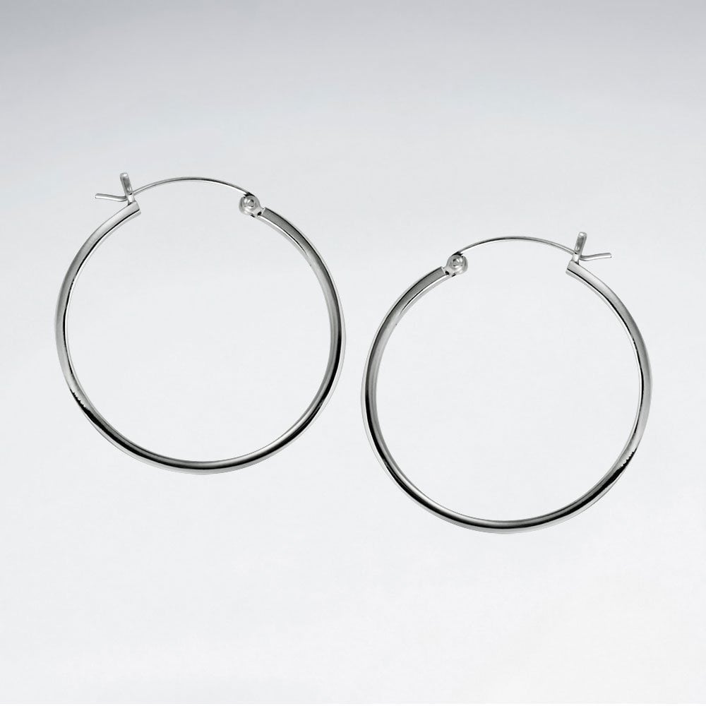 Classic Delicate Hoop Earrings in Silver