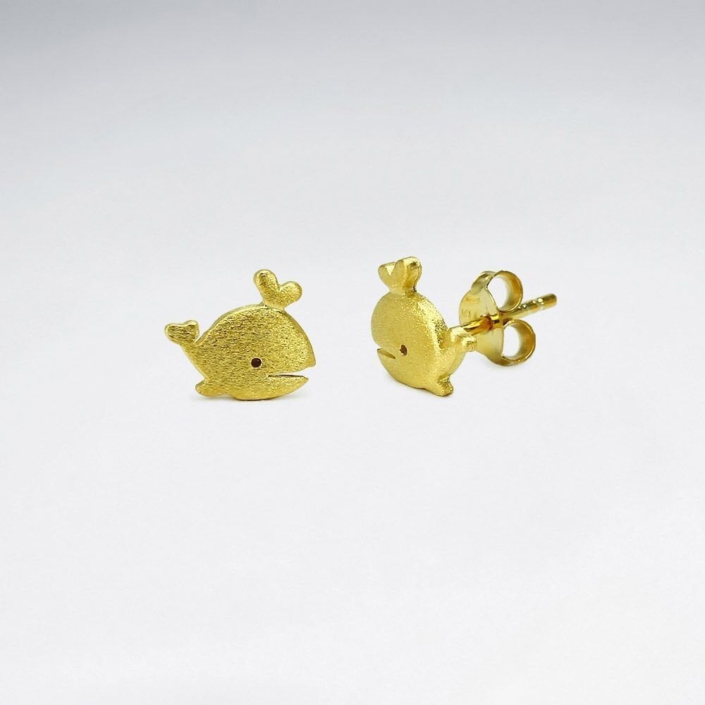 Sterling Silver Happy Whale Stud Earrings