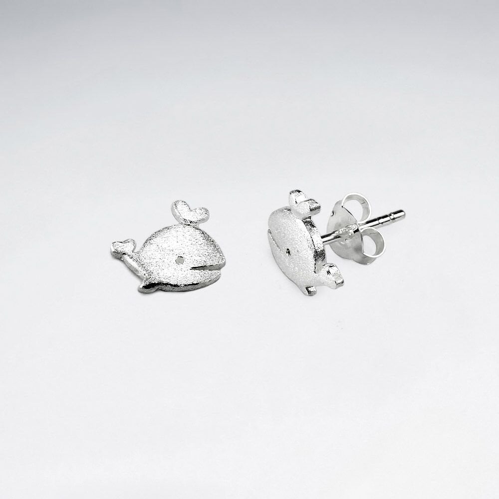 Sterling Silver Happy Whale Stud Earrings