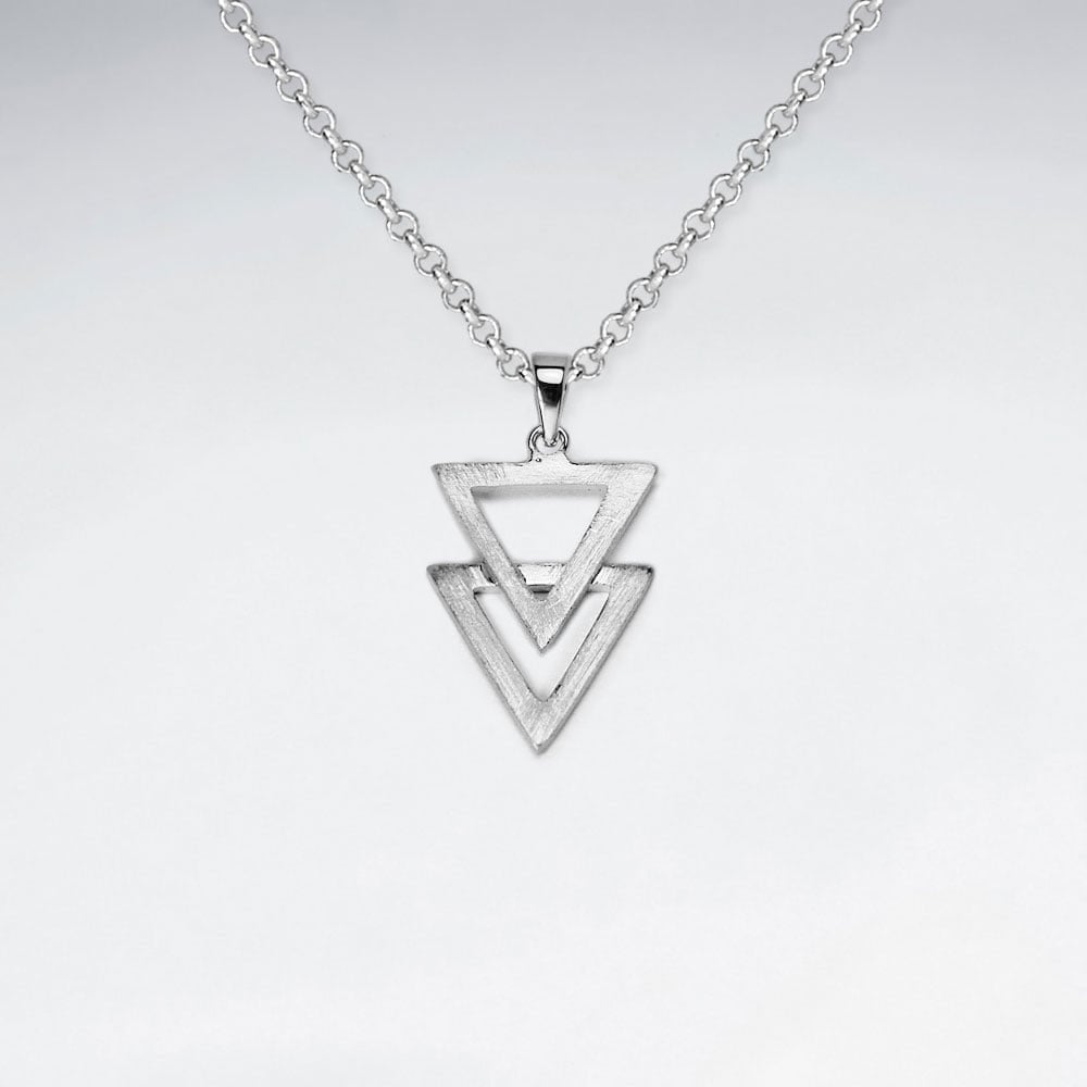 Sterling Silver Double Tiered Openwork Triangle Silhouette Pendant