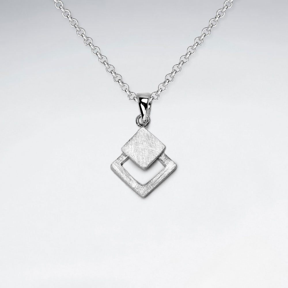 Double Marquis  Sterling Silver Matte Pendant