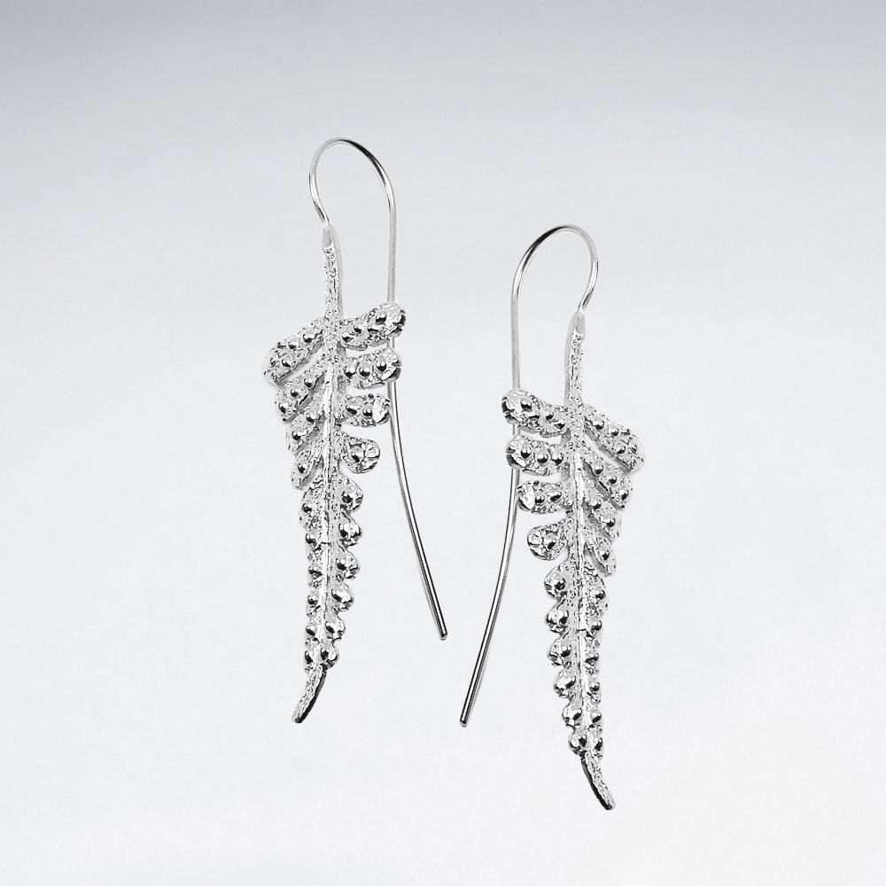 Glittering Sterling Silver Delicate Leaf Earrings