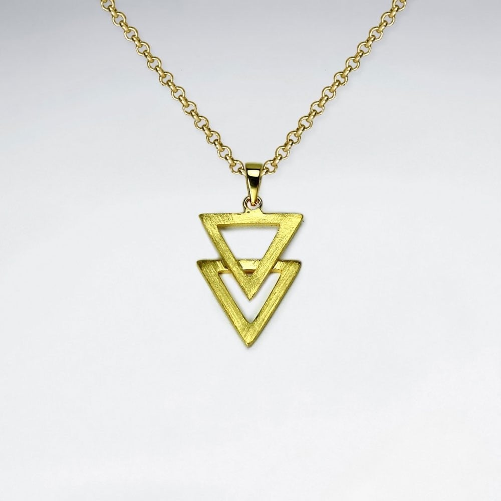 Sterling Silver Double Tiered Openwork Triangle Silhouette Pendant