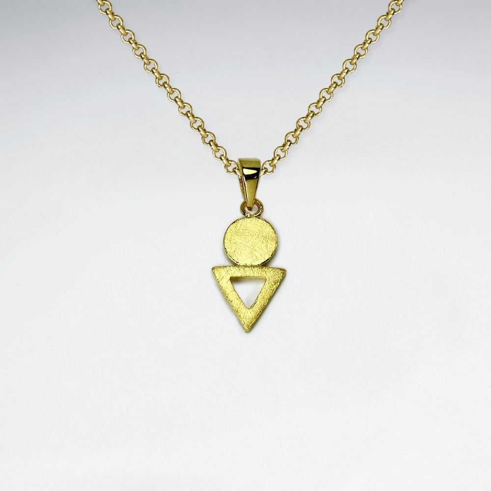 Solid Circle and Openwork Triangle Pendant in Sterling Silver