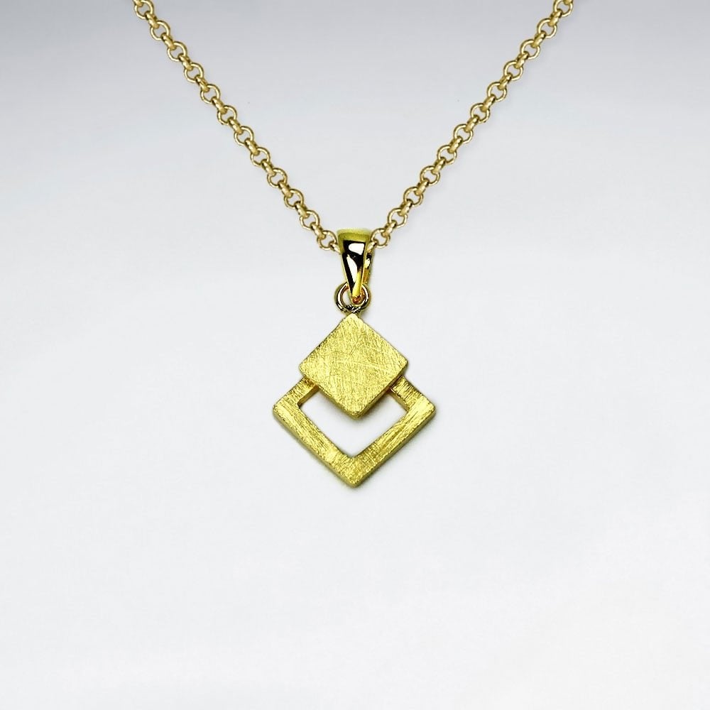 Double Marquis  Sterling Silver Matte Pendant