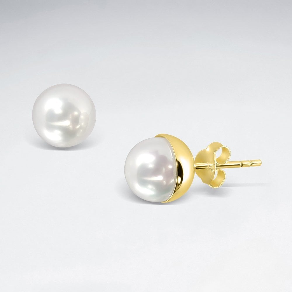 Sterling Silver Pearl Stud Earrings