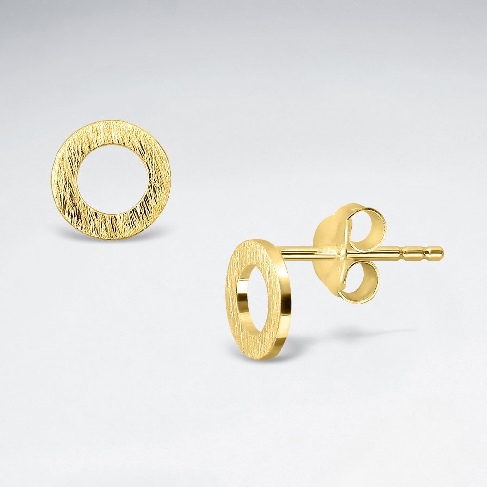 Sterling Silver Simple Openwork Matte Circle Stud Earrings