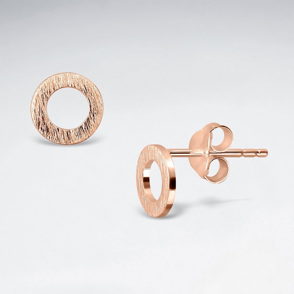Sterling Silver Simple Openwork Matte Circle Stud Earrings