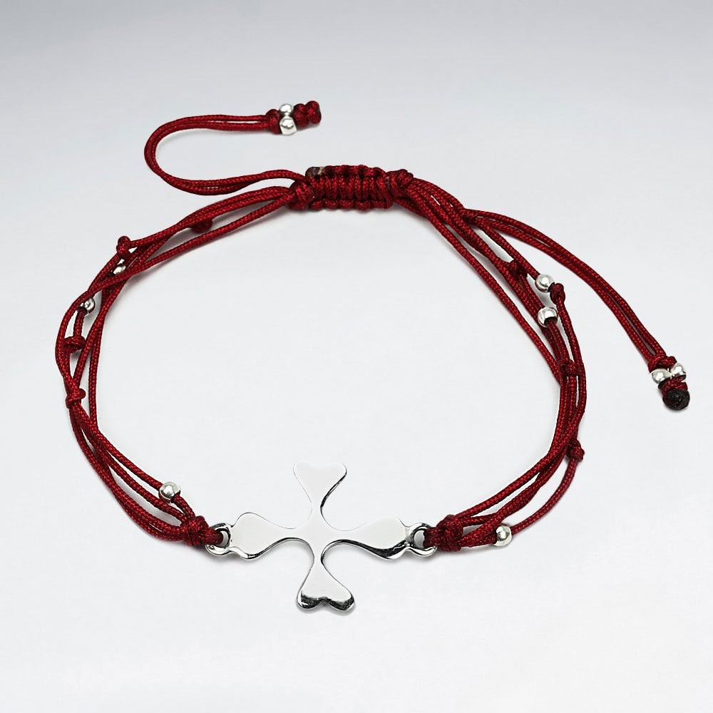 Multi-Strand Nylon and Silver Splat Charm Bracelet